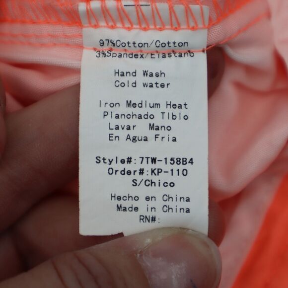 Ponny Tail Shorts Womens S Neon Orange Flat Front Mid Rise Slash Pockets Chino - Picture 6 of 16